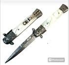 9  Milano Damascus Like   Spring Assisted Open Blade Folding Edc Pocket Knife