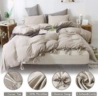 Annadaif Khaki Duvet Cover Queen Size  3 Pieces Soft Washed Polyester Duvet C   