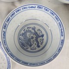 Jingdezhen Blue white Dragon  rice Eye  Porcelain Bowl   Spoons  Set Of 5 Nice 