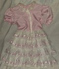 Vintage Marthas Too Full Circle Pink White Lace Ruffle Holiday Party Girls Dress