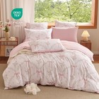 Pink Comforter Set Full Size 3 Pieces pink Bow Floral Pattern Bedding Comfort   