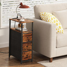 Narrow Night Stand With Charging Station  Slim End Table With Plugins  Tall Side