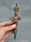 6 4  Old Chinese Bronze Inlay Turquoise Temple Phurba Dagger Holder Statue