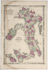1864   Italy  Map Original Large  24x14  Sicily Rome Sardinia Florence