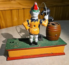 Vtg Cast Iron Mechanical Trick Dog Coin Bank Taiwan Reproduction Fullyfunctional