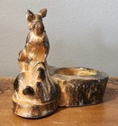 Vintage Japan Stoneware Deer   Fawn Planter   Candle Holder