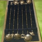950 Sterling Silver 6 Piece Iced Tea Spoons Japanese Old Fashioned In Vg  Cond 