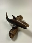 Vintage Hand Carved Wooden Shark Figurine Driftwood Nautical Decor