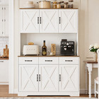 71  Kitchen Pantry Cabinet With Charging Station  6 Doors  3 Drawers  White