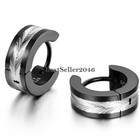 2pcs Knurling Pattern Hoop Huggie Earrings Unisex Stainless Steel Stud Earrings