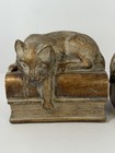 Vintage Style Cat Bookends Gold Bronze Finish Cats On Books Pair