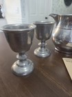 Vintage Wilton Armetale Plough Tavern 5 1 4    Tall Wine Water Goblets   Pitcher