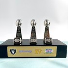 Oakland Raiders Super Bowl Championship 3 Trophy   3 Rings With Display Case