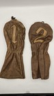 Vintage Leather Golf Club Head Covers 1 And 2 Wood Iron Read For Condition