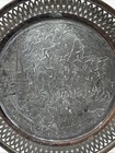 Antique Islamic Persian Copper Tray Charger Scene Horses Muse Soldiers 16   