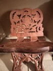 Vintage Hand Carved Teak Wood Folding Cookbook Holder Bible Book Display Stand