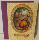 Vintage Lisa Blowers Thanksgiving Card Unused Bunny Couple With Pumpkin   Apples
