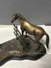 Delaware Park Bronze Horse Statue With Golfer And Racehorse In Pasture