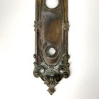 Antique Victorian Cast Brass Door Knob Faceplate Plate Ornate Large 12 7 8    005