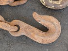      Big Estate Lot Heavy Antique Forged Iron Hooks Industrial Farm Nautical Chain