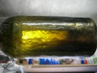  gold Patina  New England Dug sand Pontiled black olive Glass 1860 s  U k  Beer 