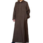 Mens Saudi Jubba Dishdasha Muslim Long Sleeve Hooded Kaftan Cotton Maxi Thobe