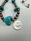 Vintage Native American Sterling Silver Turquoise Necklace Navajo Pearls