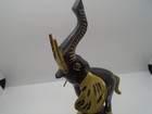 Vintage Brass Black   Gold Circus Elephant Balancing On A Ball Trunk Up 8  Tall