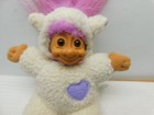 Vintage Russ Berrie Troll 8  Lamb Troll Doll Stuffed Plush Soft Body Purple Hair