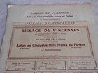 Vintage Share Certificate Stocks Actions Bonds Weaving Tissage De Vincennes 1954