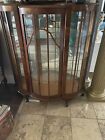 Antique 19th Century  Curved Glass Curio china  etagere Display Cabinet