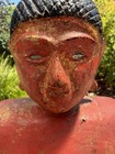 Antique Lanna Thai Carved Wood Gold Gilded Sitting Buddha Statue Figure On Base