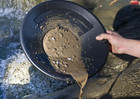 14 Inch Gold Panning Pan - Dual Riffles For Easier Mining And Prospecting  Black