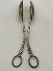 Vintage Silver Plate Hinged Salad Tongs 10 5   
