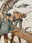 1888 Gold Washing Mining Diggers Antique Color Print