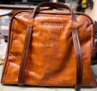 Vintage Singer Sewing Machine Travel Vinyl Carry Case Storage Bag Faux Leather