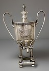 Antique American Silver-plate Samovar Urn 15 5    Heraldic Crest W  Pseudo Mark