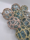 Japanese Glass Fish  ng Floats 3-3 5  Netted Lot-10 Net Buoy Balls Antique 