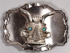 Vintage Silver Native American Kachina Doll Belt Buckle Southwest Indian Spirit 