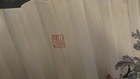 Vintage Hand Painted Oriental Folding Fan - Large Wall Hanging Art Decor 16x33