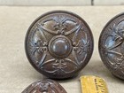 Antique Vintage Cast Iron Niles Chicago Greek Style Doorknob W Back Plates Pair