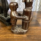 Lot Of 3 African Statues Wood Hand Carved Bust Head Tribal Folk Art Primitive