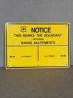 Vtg Tin Metal Us National Forest Service Sign Boundary Range Allotments 10x7 Dst