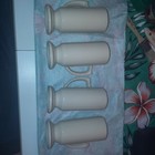 Vtg Mid Century Modern Gold Rimmed Pedestal Irish Ceramic Mugs Set Of 4 Exc Cond