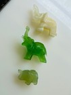 Lot Of 3 Vintage Carved Elephants Green   White Jade Celadon Beautiful