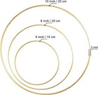 3-pack Large Metal Floral Hoop Wreath Macrame Gold Hoop Rings Wall Hanging Craft