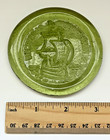 1990 s Jamestown Virginia Hand Blown Glass Coaster Paperweight Green