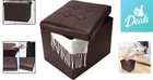 Stylish Brown Faux Leather Ottoman - Comfortable Folding Seat   Storage Solution
