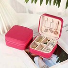 Small Pu Leather Jewelry Box Portable Travel Jewellery Ornaments Storage Case