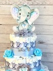 3 Tier Elephant Diaper Cake Baby Shower Boy